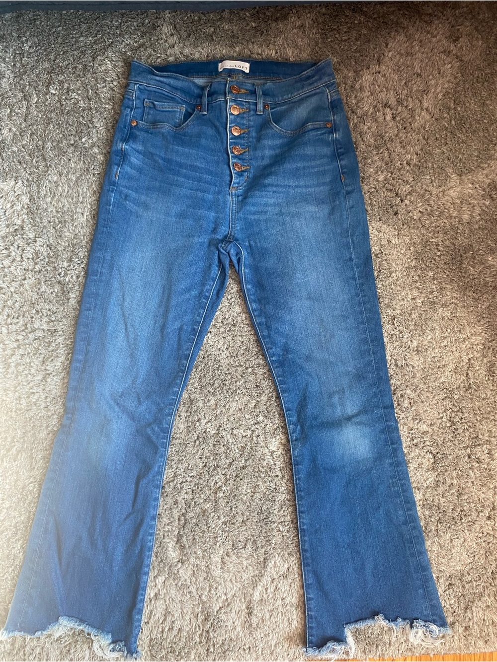 LOFT Medium Blue High-Rise Cropped Flare Jeans